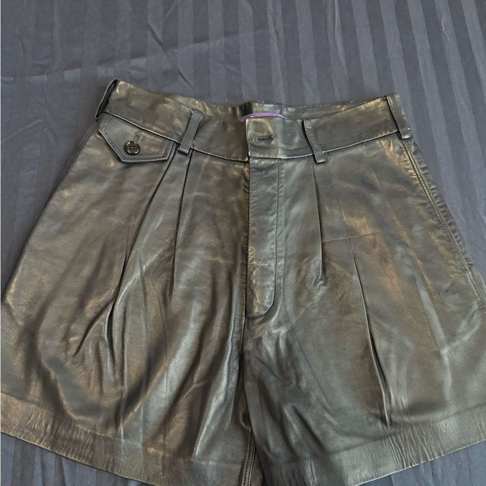 Ralph Lauren purple label leather shorts navy blue